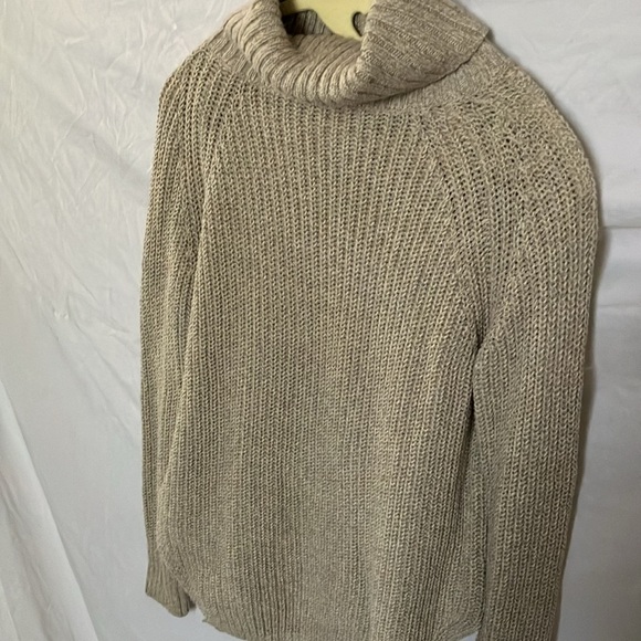 Silence + Noise: Oatmeal colored Knit Cotton blend Sweater- turtleneck- S - Picture 5 of 16